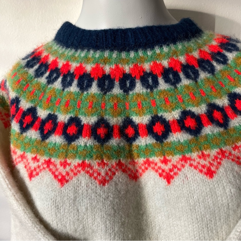 Vintage wool Icelandic women’s small Patterned Knit Sweater apres ski - Picture 6 of 11